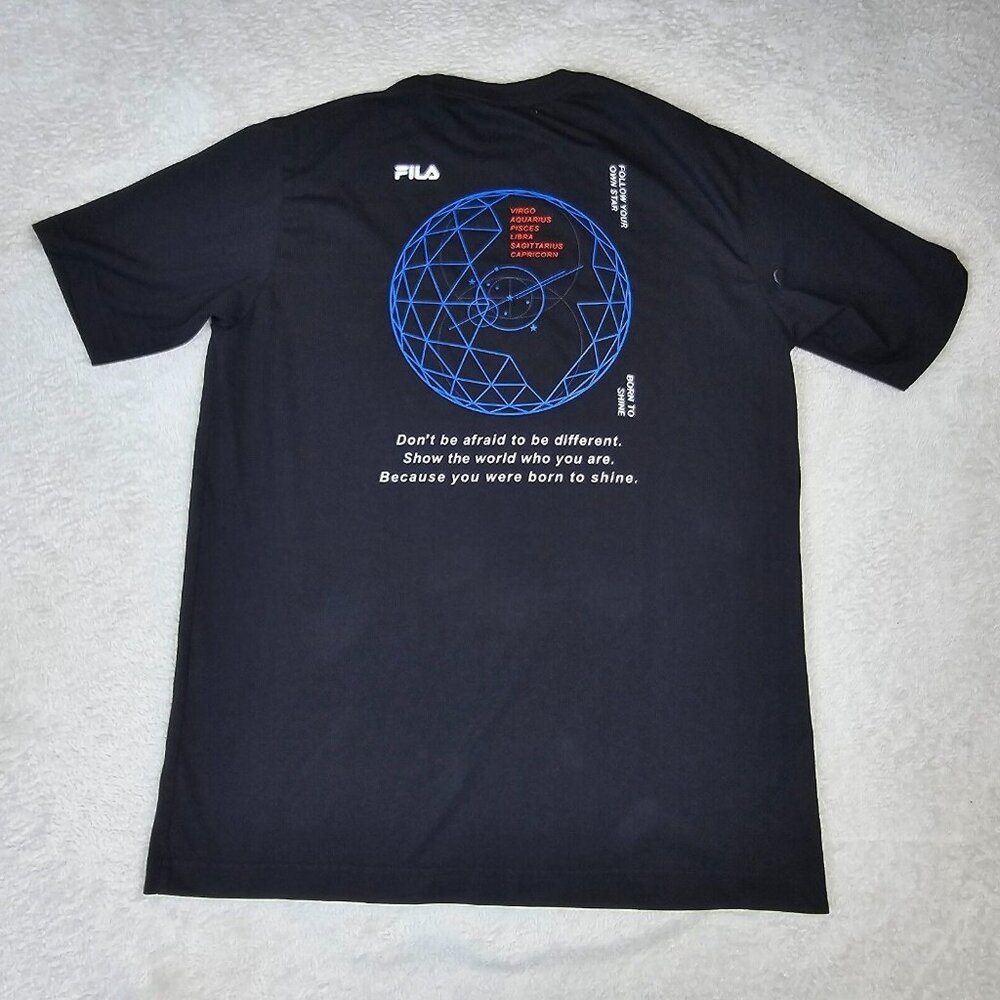 Fila Shirt Mens Medium Black Graphic Tee Tshirt Be Different Hip Hop Skater - Picture 7 of 14